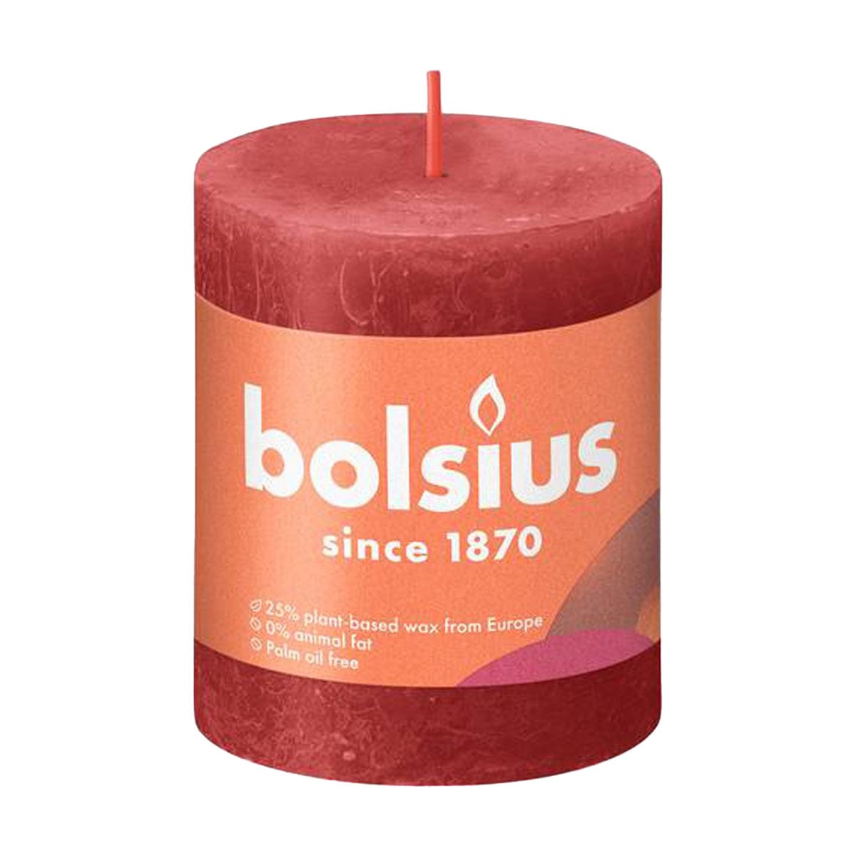 Циліндрична свічка Bolsius Rustic Shine Ніжно-червоний, 80*68 мм