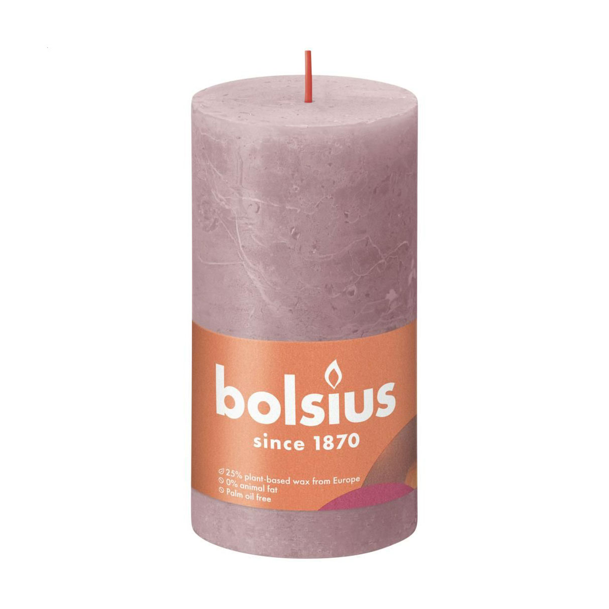 Циліндрична свічка Bolsius Rustic Shine Попелясто-рожевий, 130*68 мм